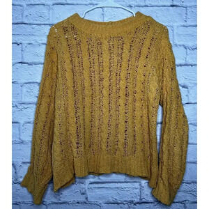 American Eagle yellow knit crew neck pullover soft sweater, size XS.